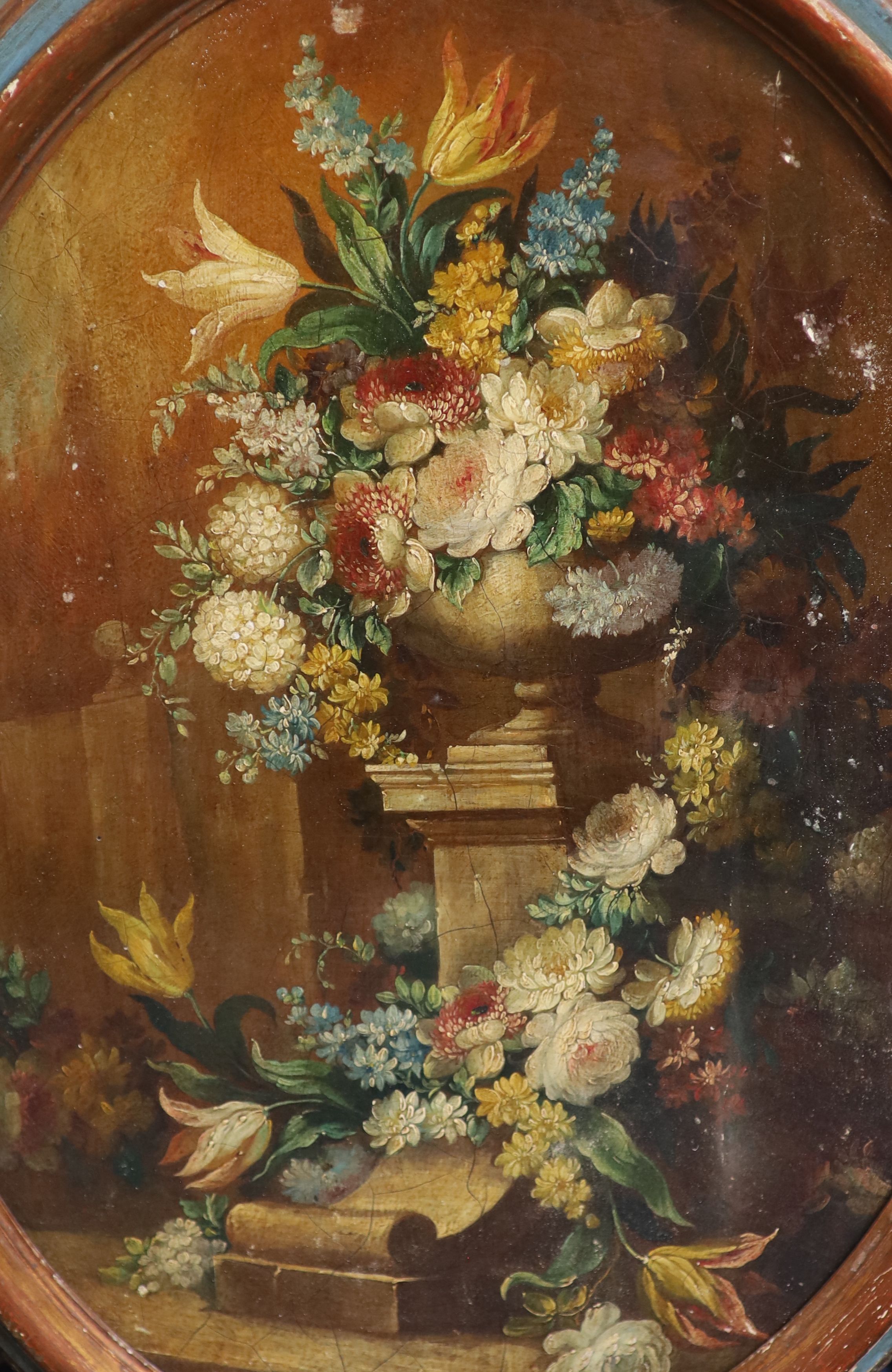 19th century Italian School , Still life of flowers in an urn